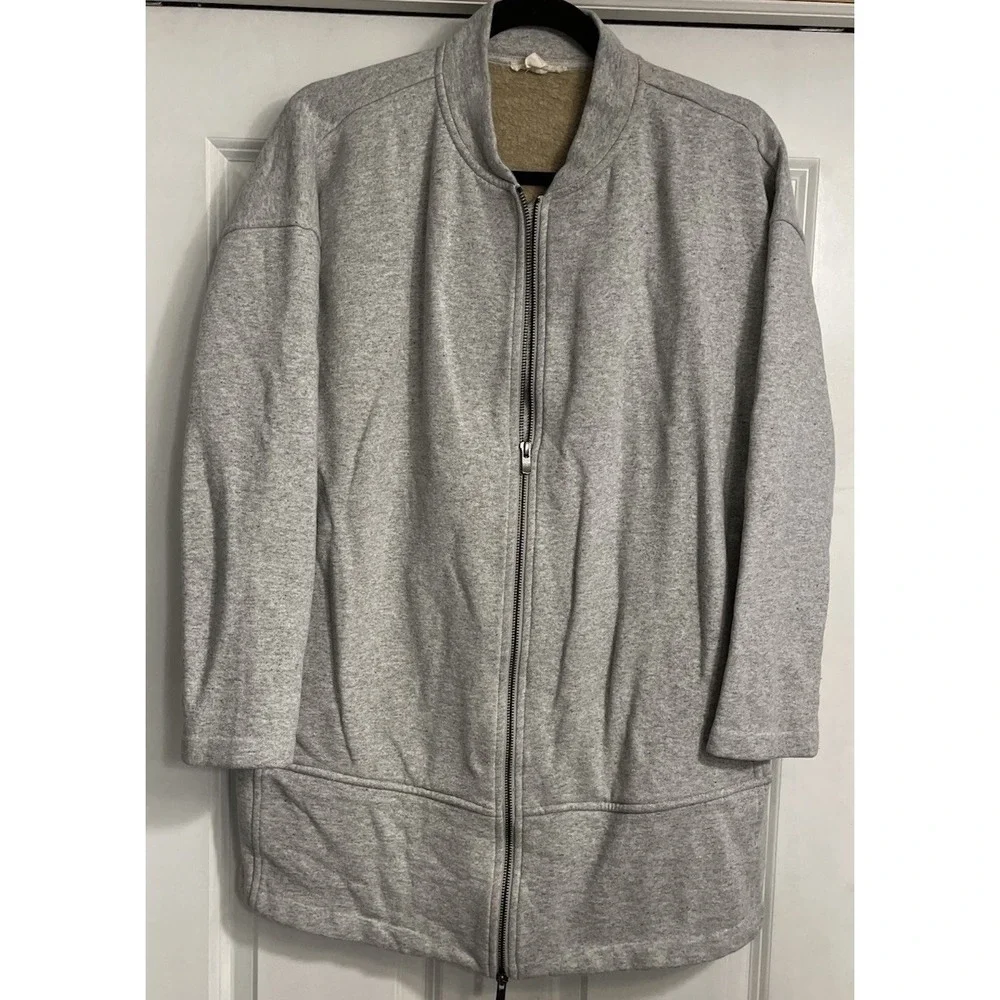 Eileen Fisher The Fisher Project Full Zip‎ Sweatshirt Bomber Jacket Gray Sz Sm
